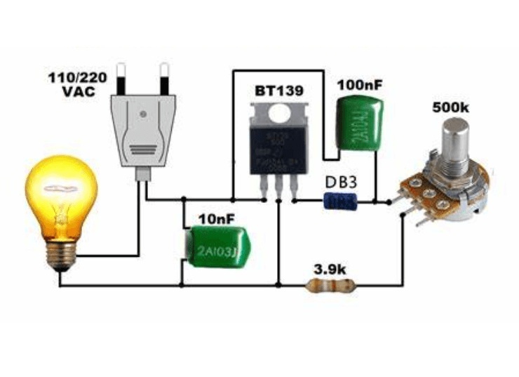 DIAC-Based TRIAC Light Dimmer Circuit for AC Power Control